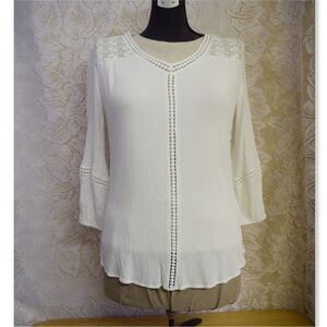 John Paul Richard Womens Size Large Peasant Lace Shirt White Bohemian Ethereal